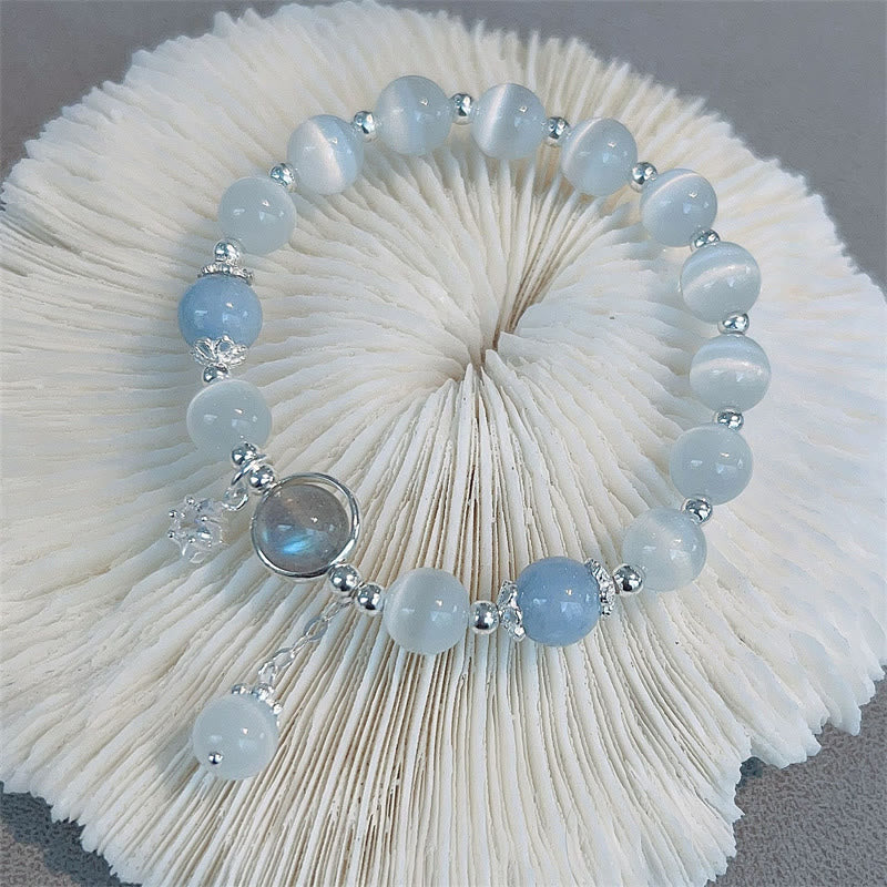 Cat's Eye Moonstone Bracelet with Butterfly or Star Charm for Balance