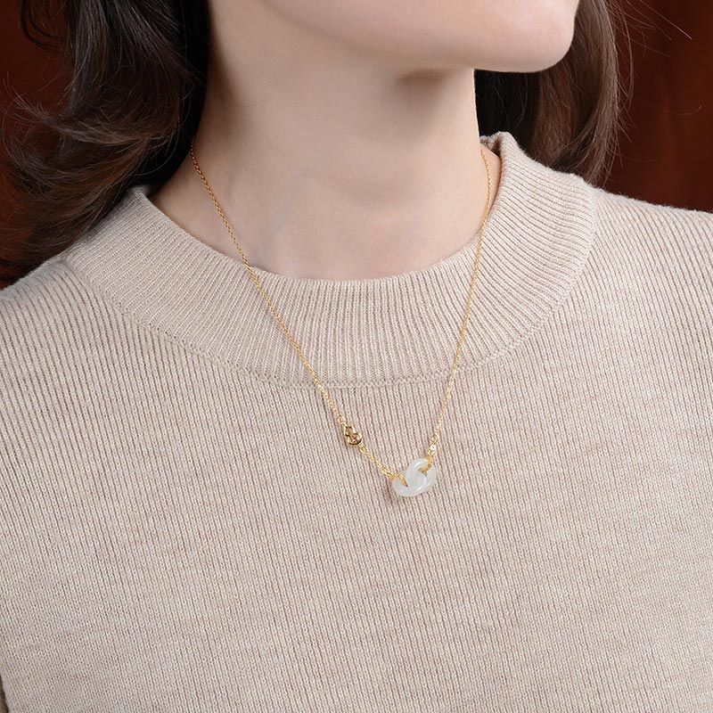 Unisex 12mm Jade Necklace with Silver Chain for Prosperity