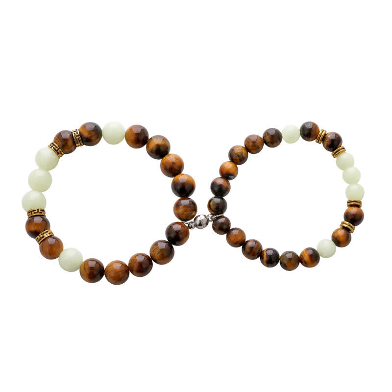 Unisex Tiger Eye Glowstone Protection Couple Bracelet