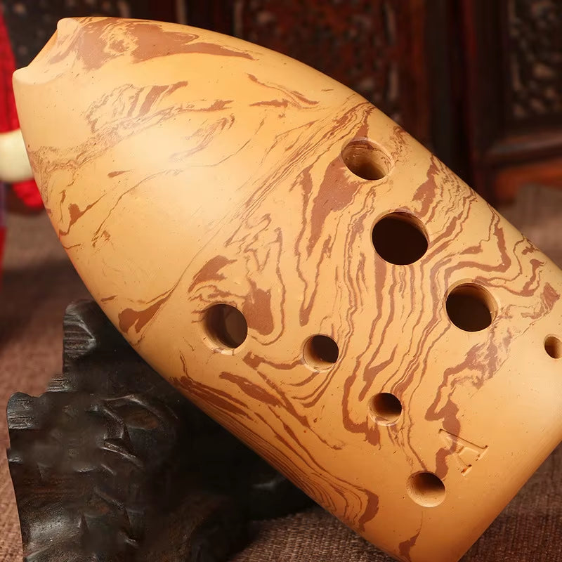 10 Holes Chinese Ancient Xun Dual-Chamber Professional Ceramic Ocarina Music Flute F G a E D Tone Beginner Musical Instruments