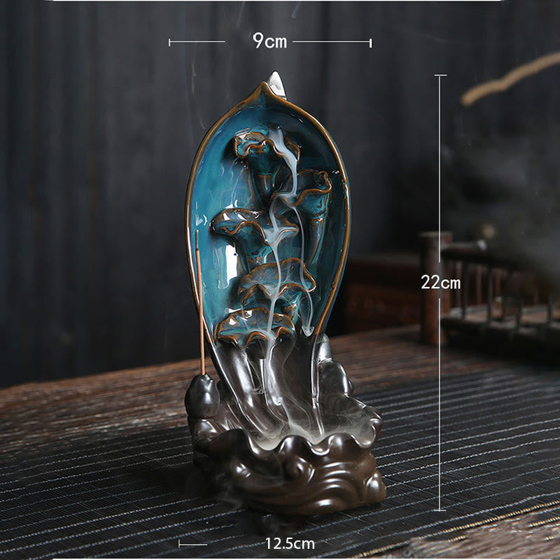 Ceramic Waterfall Incense Burner for Meditation & Backflow