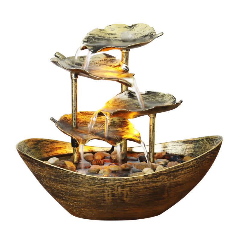 Lotus Leaf Waterfall Fountain with LED | Spiritual Home Accent