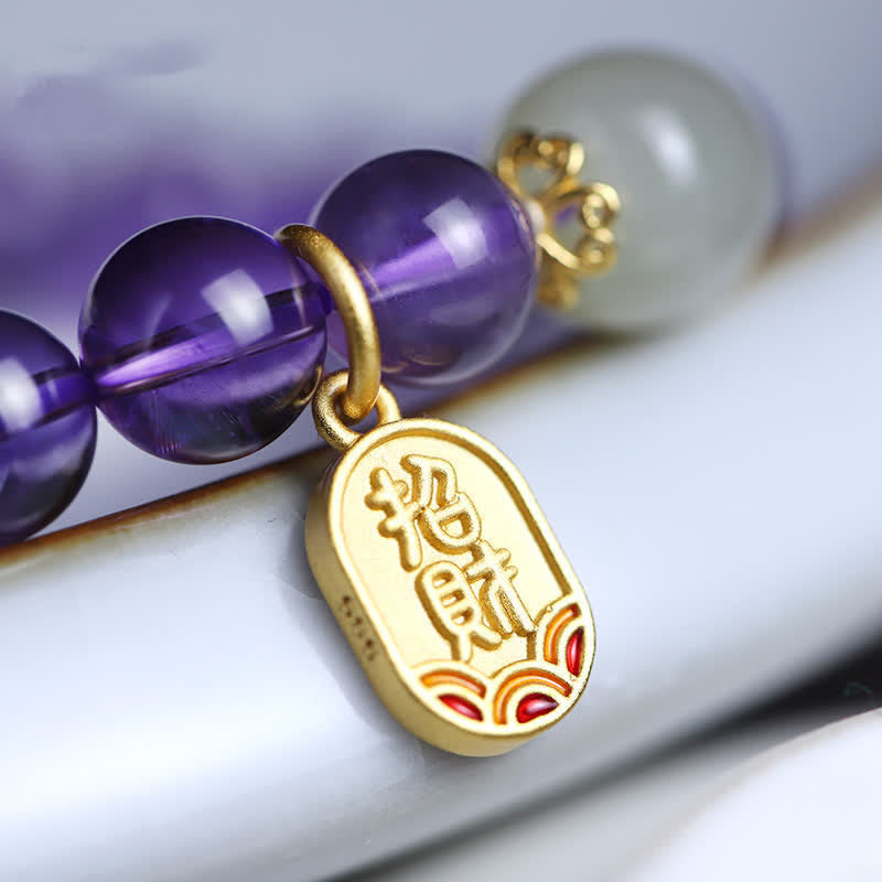 8mm Natural Amethyst Healing Charm Bracelet for Inner Peace
