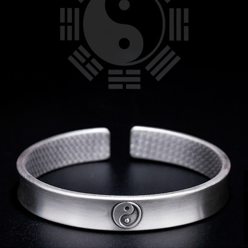 999 Sterling Silver Yin Yang Auspicious Clouds Bracelet