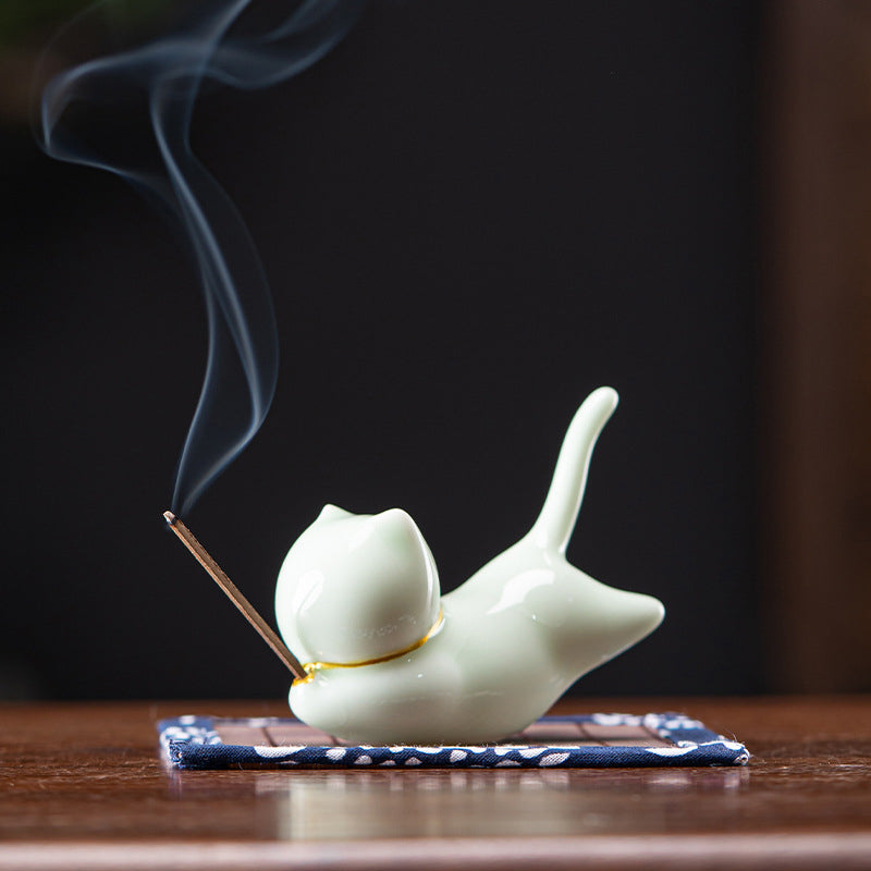Ceramic Cat Panda Incense Burner | Blessing Decoration