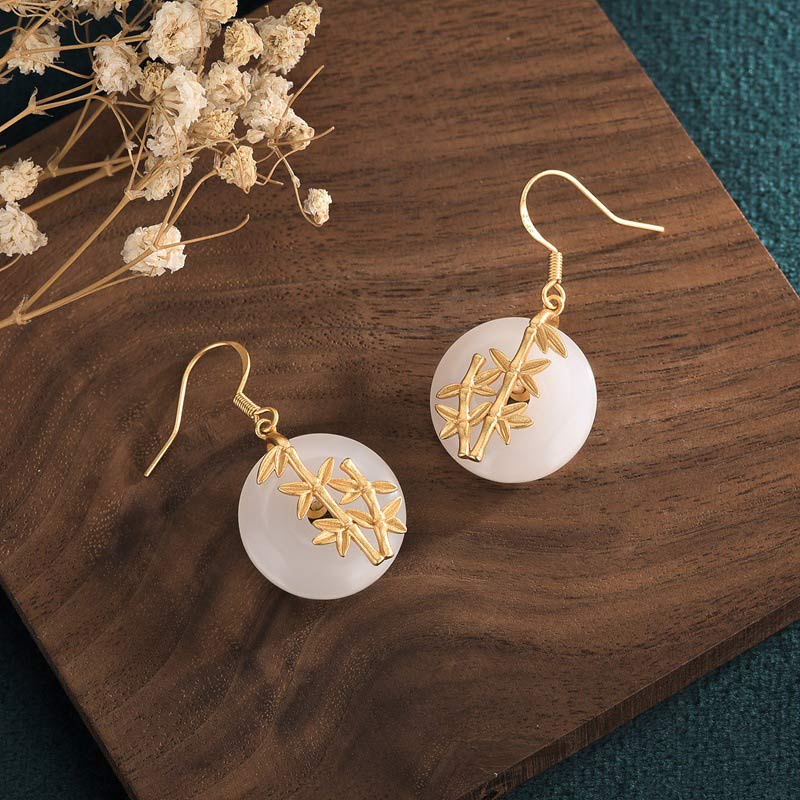White Jade Fortune Earrings for Protection & Luck