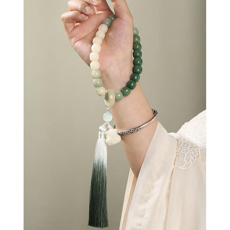 12mm Bodhi Seed Lotus Wisdom Wrist Mala Bracelet