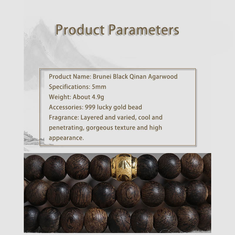 5mm Agarwood Wood Mala Bracelet for Balance and Protection