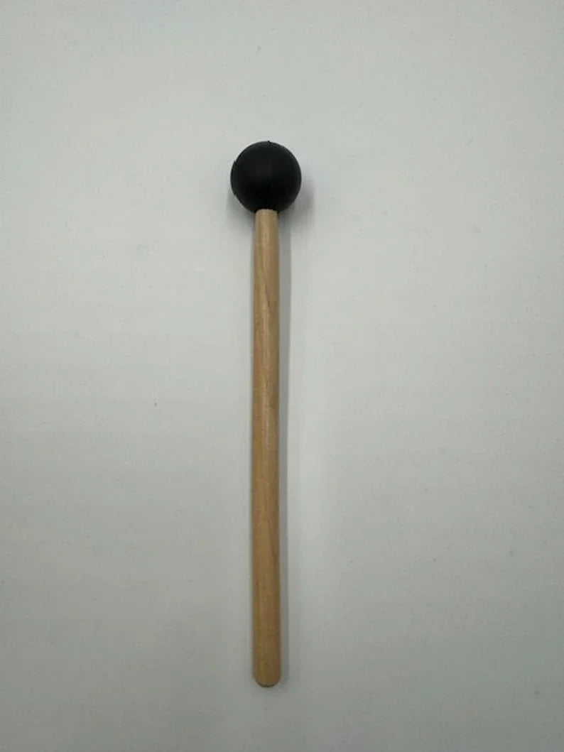 Wooden mallet with round black head for use with 5pc Sharp Harmonic Tuning Fork Set