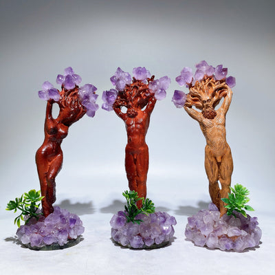 6.1 inch Amethyst Wooden Tree Elf Figurine