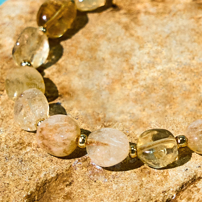 6-10mm Citrine Happiness Bracelet for Women - Handmade Prosperity