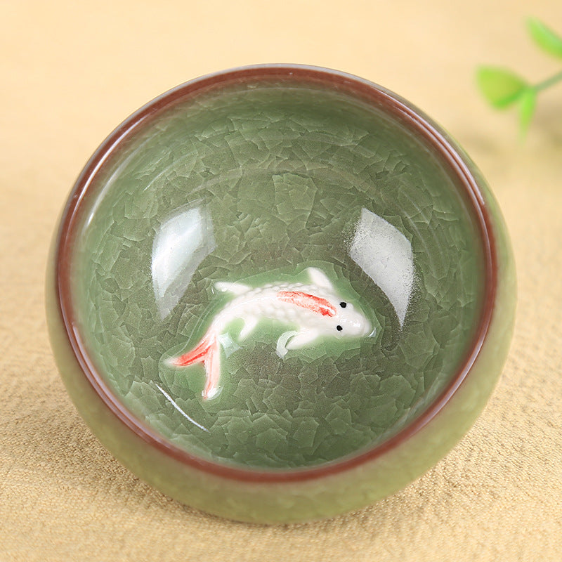 Koi Fish Ceramic Tea Cup 45ml | Lucky Kung Fu Bowl