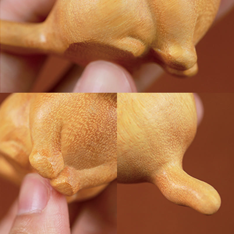 6.1cm Sandalwood Cat Sculpture for Protection & Zen Home
