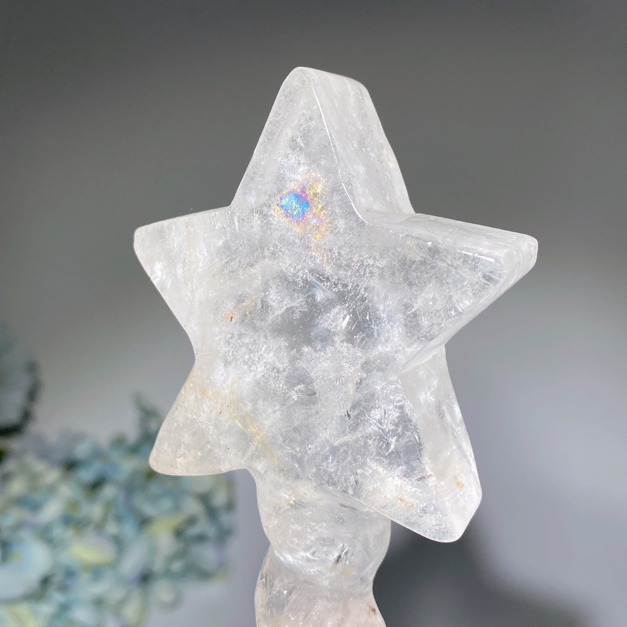 6.2" Clear Quartz Healing Star Wand Crystal