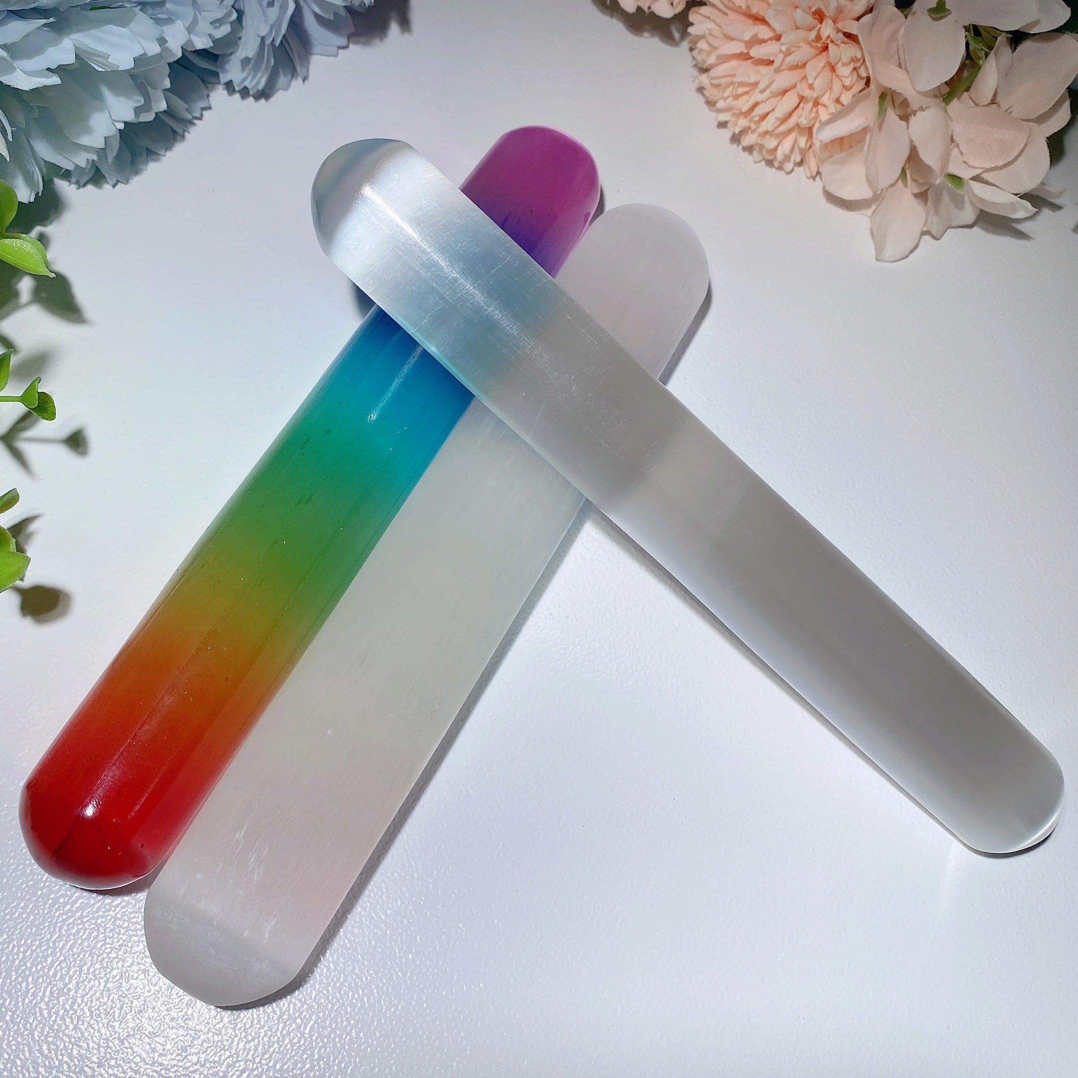 6.2in Aura Selenite Healing Crystal Wand for Energy