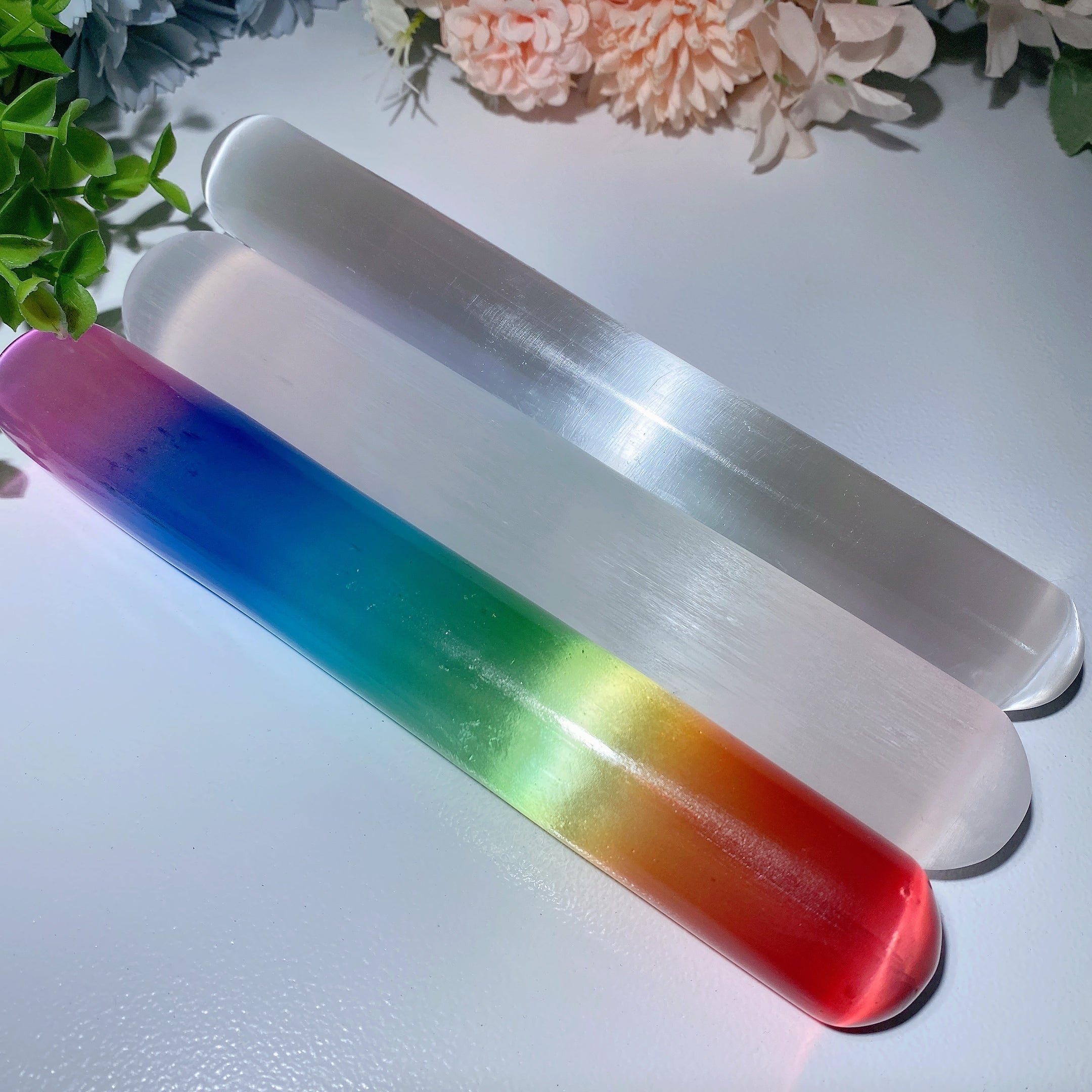 6.2in Aura Selenite Healing Crystal Wand for Energy