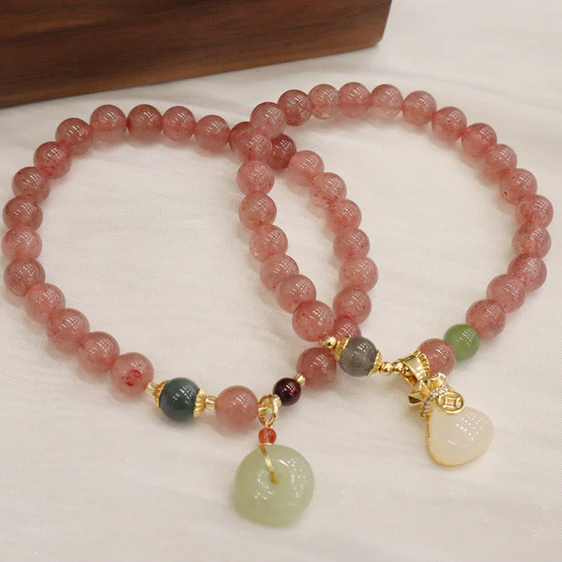 6.5mm Strawberry Quartz Jade Healing Bracelet for Peace