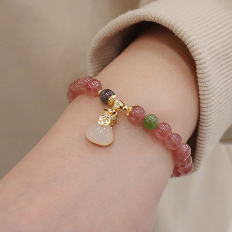 6.5mm Strawberry Quartz Jade Healing Bracelet for Peace