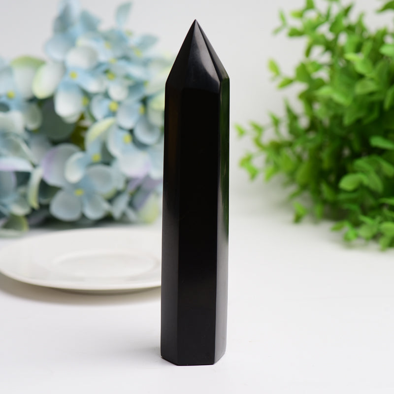 6-8 Inch Black Tourmaline Crystal Healing Tower