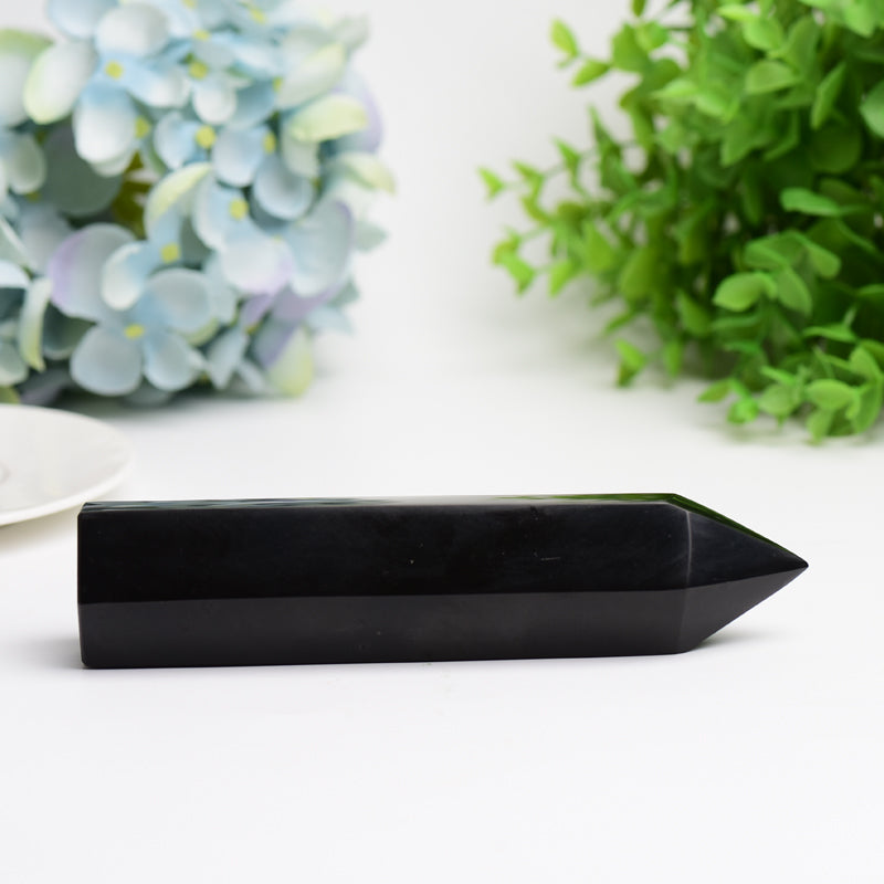 6-8 Inch Black Tourmaline Crystal Healing Tower