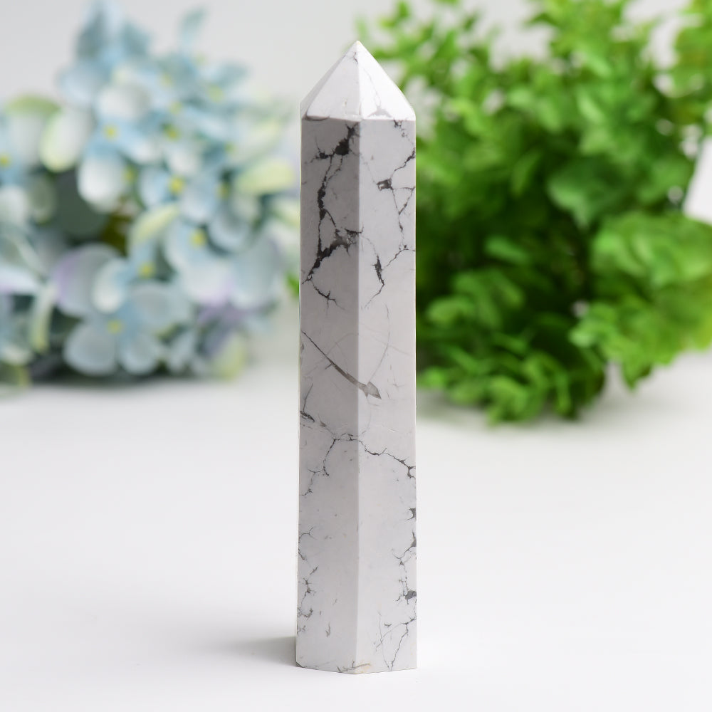 6 to 8 Inch Howlite Crystal Tower for Healing Energy