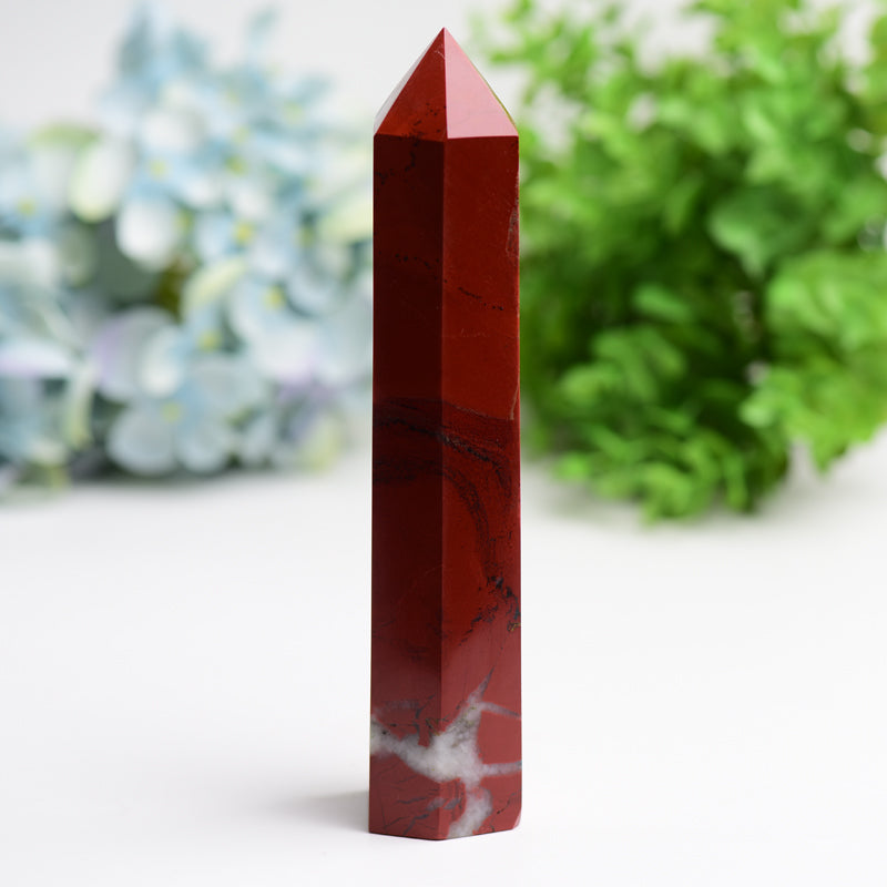 6 to 8-inch Red Jasper Crystal Tower for Healing Energy