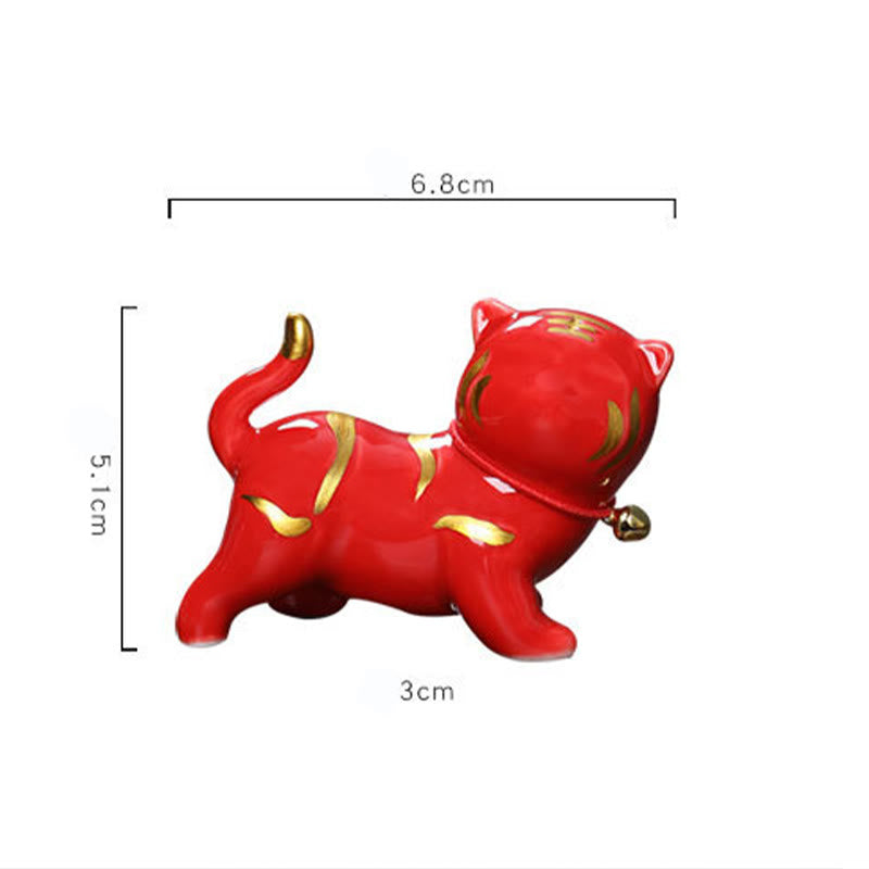 6.8cm Mini Ceramic Tiger Tea Pet Figurine for Spiritual Decor