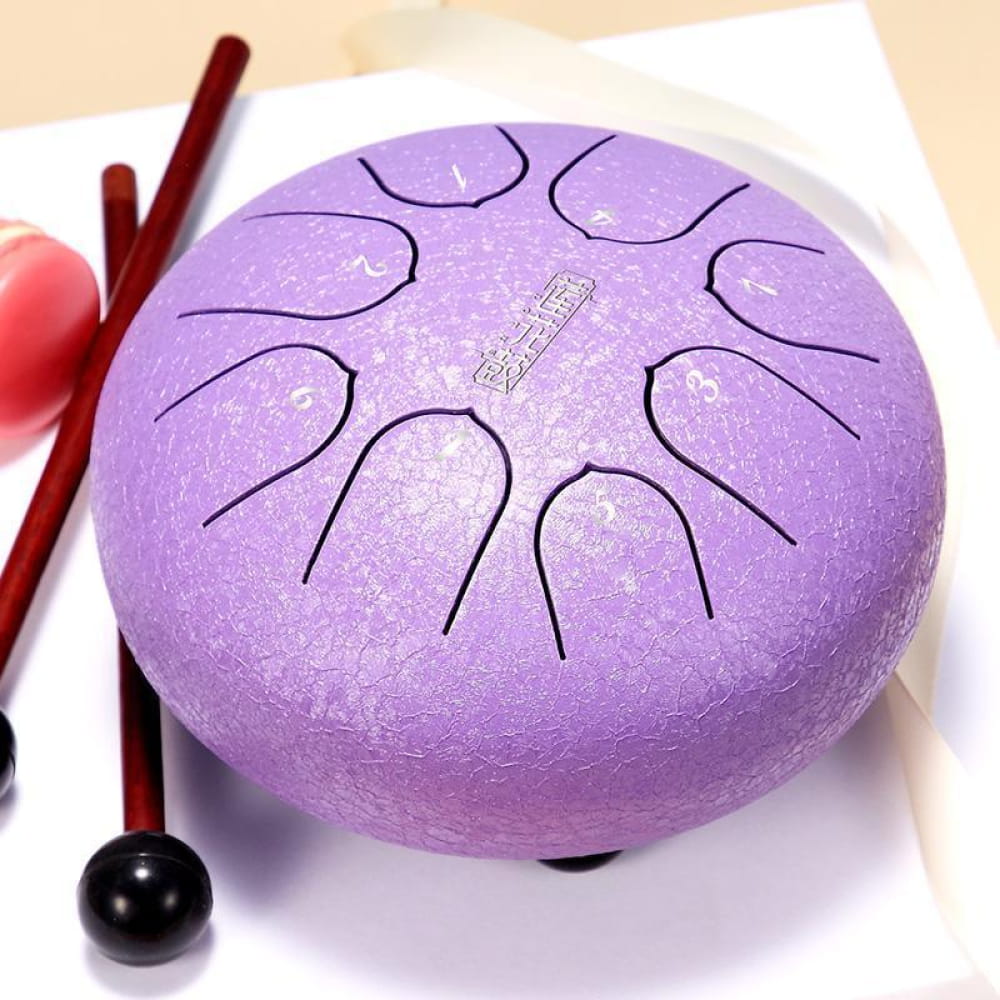 6’’ Carbon Steel Tongue Drum 8-Tone C Key for Kids - 6 Inches/8 Notes (C Key) / Purple / Purple