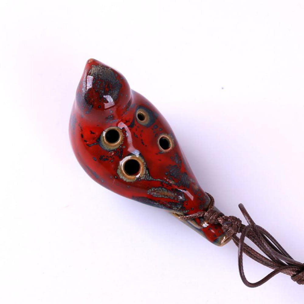 6 Hole Alto C Ocarina Pendant - Ideal Beginner’s Gift - Red Ocarina - On sale