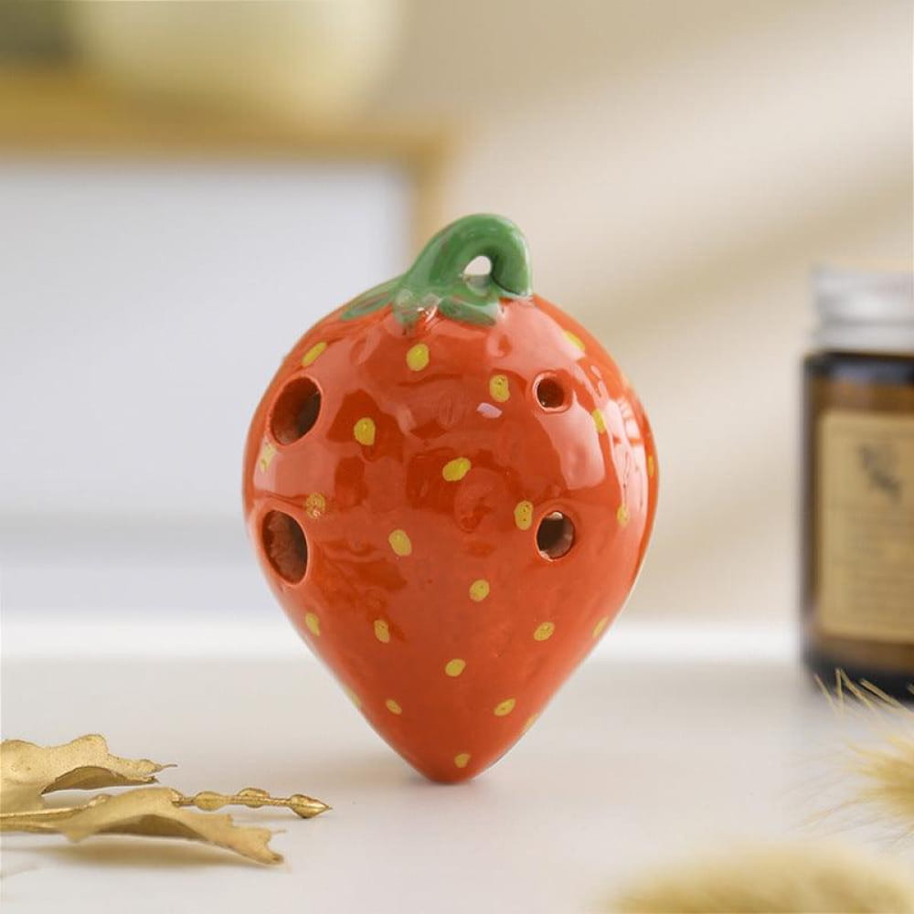 6 Hole Strawberry Ocarina Pendant for Beginners - Red Ocarina - On sale