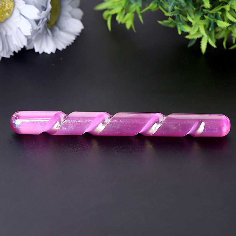 6 Inch Aura Selenite Crystal Wand for Clarity and Peace