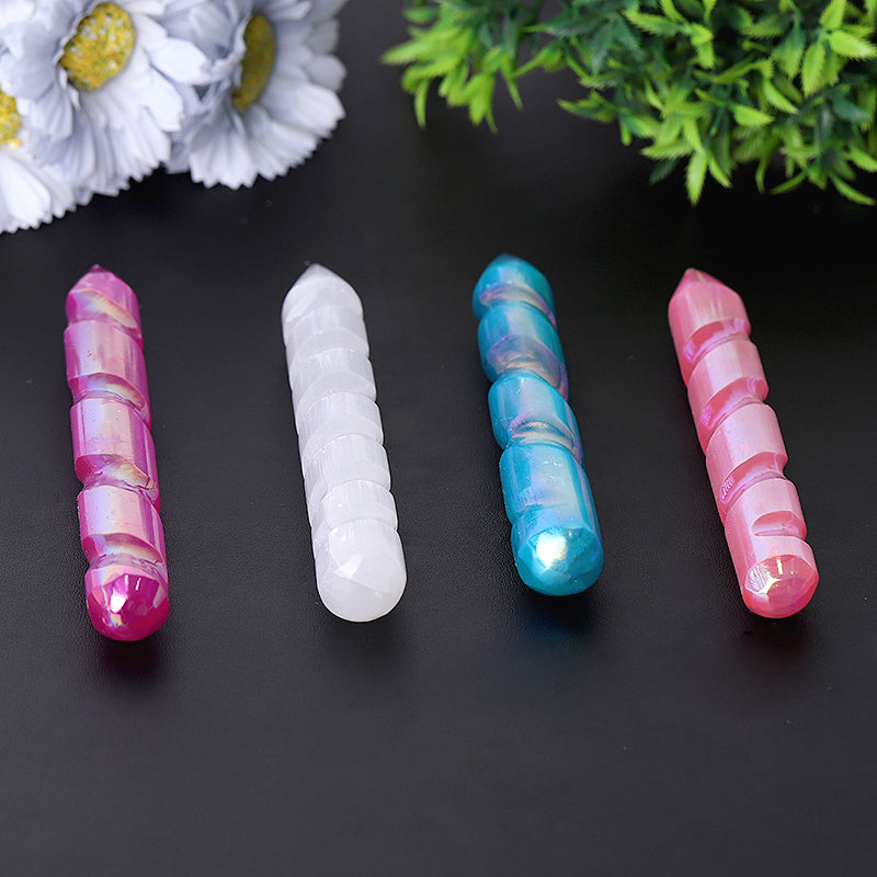 6-inch Aura Spiral Selenite Crystal Healing Wand