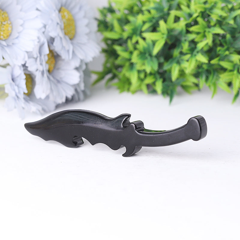 6-inch Black Obsidian Knife Crystal Shape for Protection