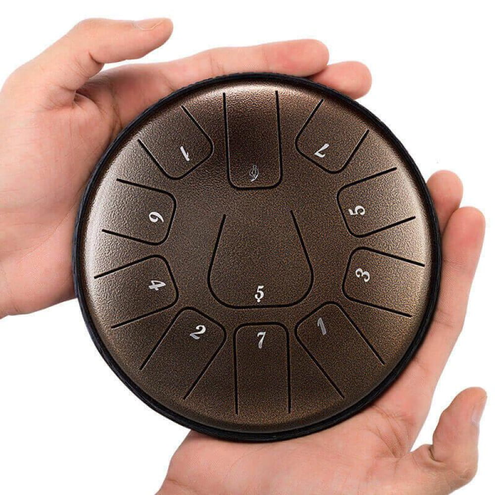 6-Inch Carbon Steel Tongue Drum 11 Notes in D Key - 6 Inches/11 Notes (D Major) / Bronze / Bronze