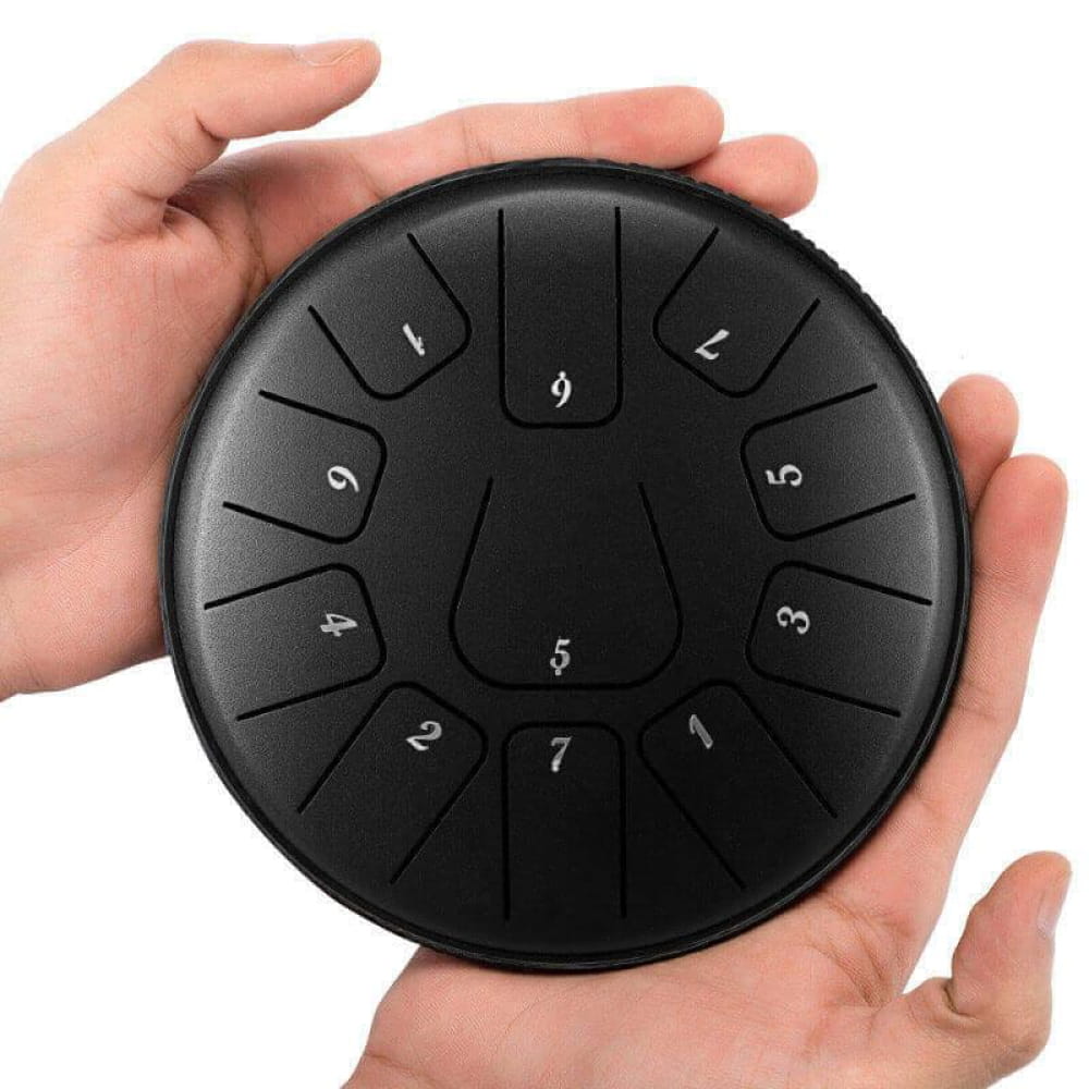 6-Inch Carbon Steel Tongue Drum 11 Notes in D Key - 6 Inches/11 Notes (D Major) / Jet Black / Jet