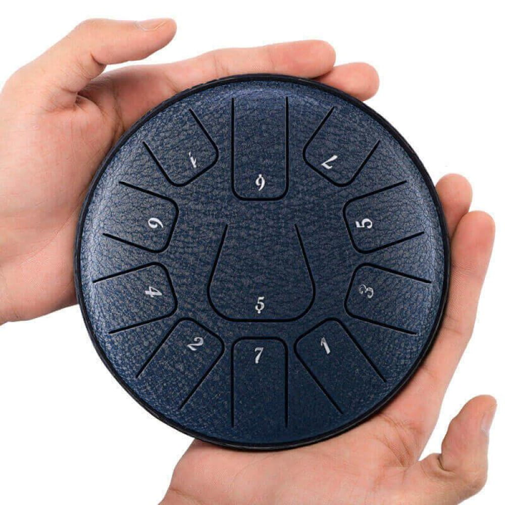 6-Inch Carbon Steel Tongue Drum 11 Notes in D Key - 6 Inches/11 Notes (D Major) / Navy / Navy Steel