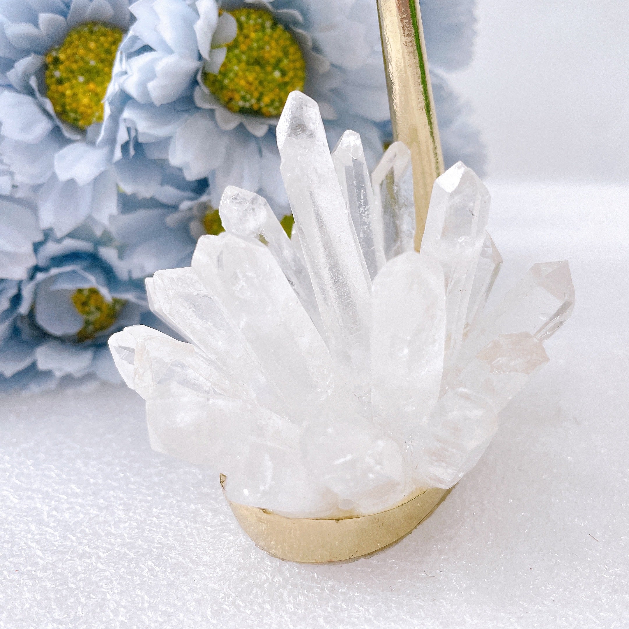 6-Inch Clear Quartz Cluster Swan Design Crystal Specimen