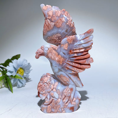 6 inch Cotton Candy Agate Eagle Crystal Carving
