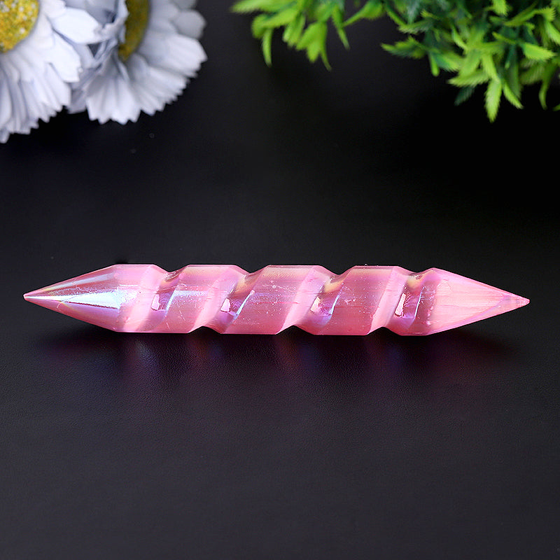 6 inch Spiral Selenite Double Terminated Crystal Wand