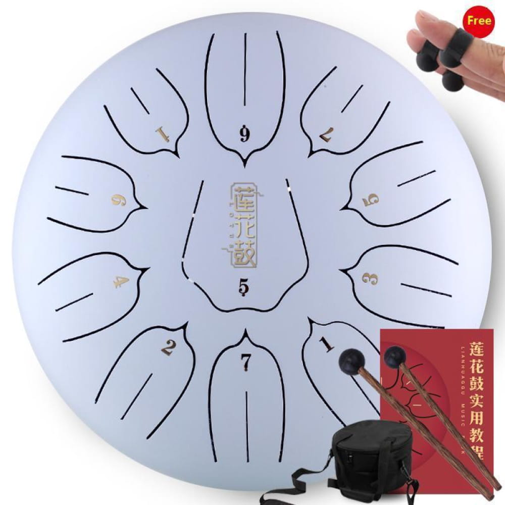 6-Inch Steel Tongue Drum 8 Notes for Beginners & Kids - 12 Inches / 11 Notes / WHITE Musical