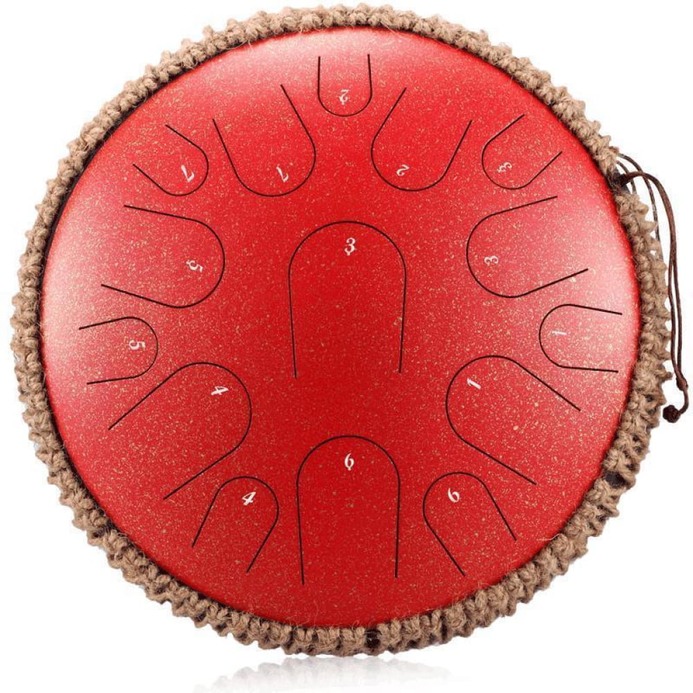 6-Inch Steel Tongue Drum 8 Notes for Beginners & Kids - 16 Inches / 15 Notes / RED Musical