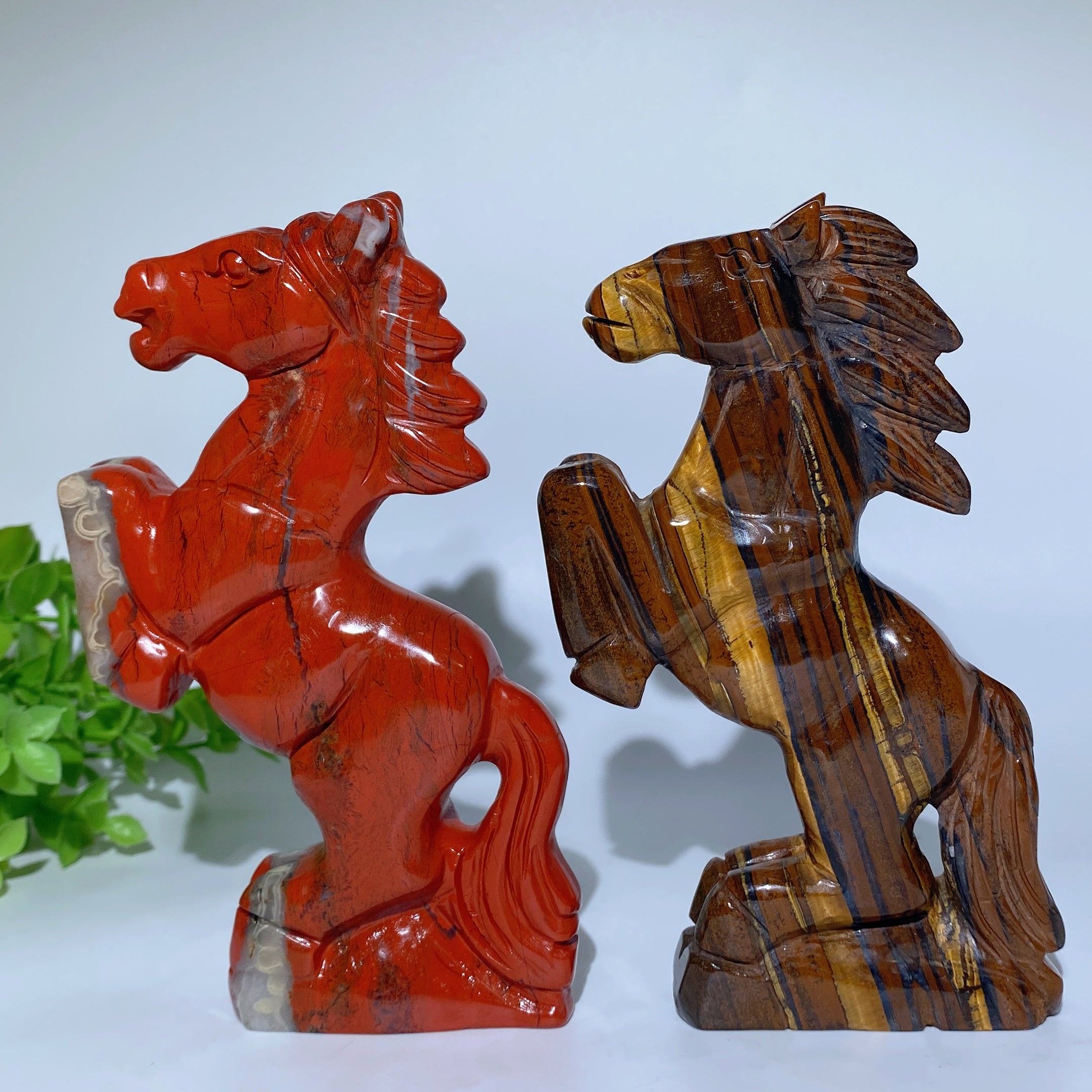 6" Red Jasper & Yellow Tiger Eye Horse Crystal Animals