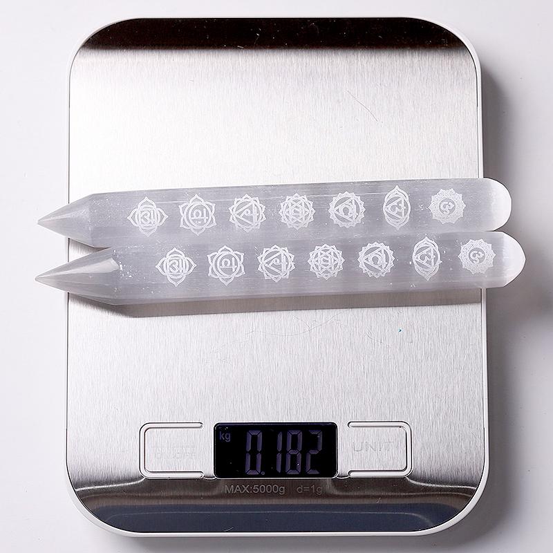 6" Selenite Crystal Wand with Chakra Engraving