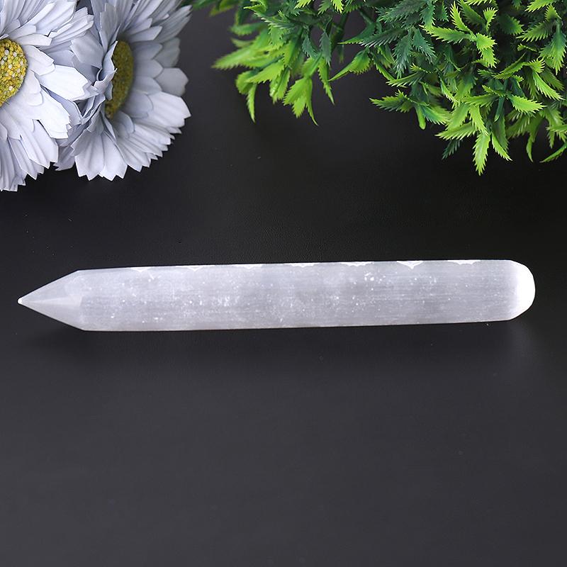 6" Selenite Crystal Wand with Chakra Engraving