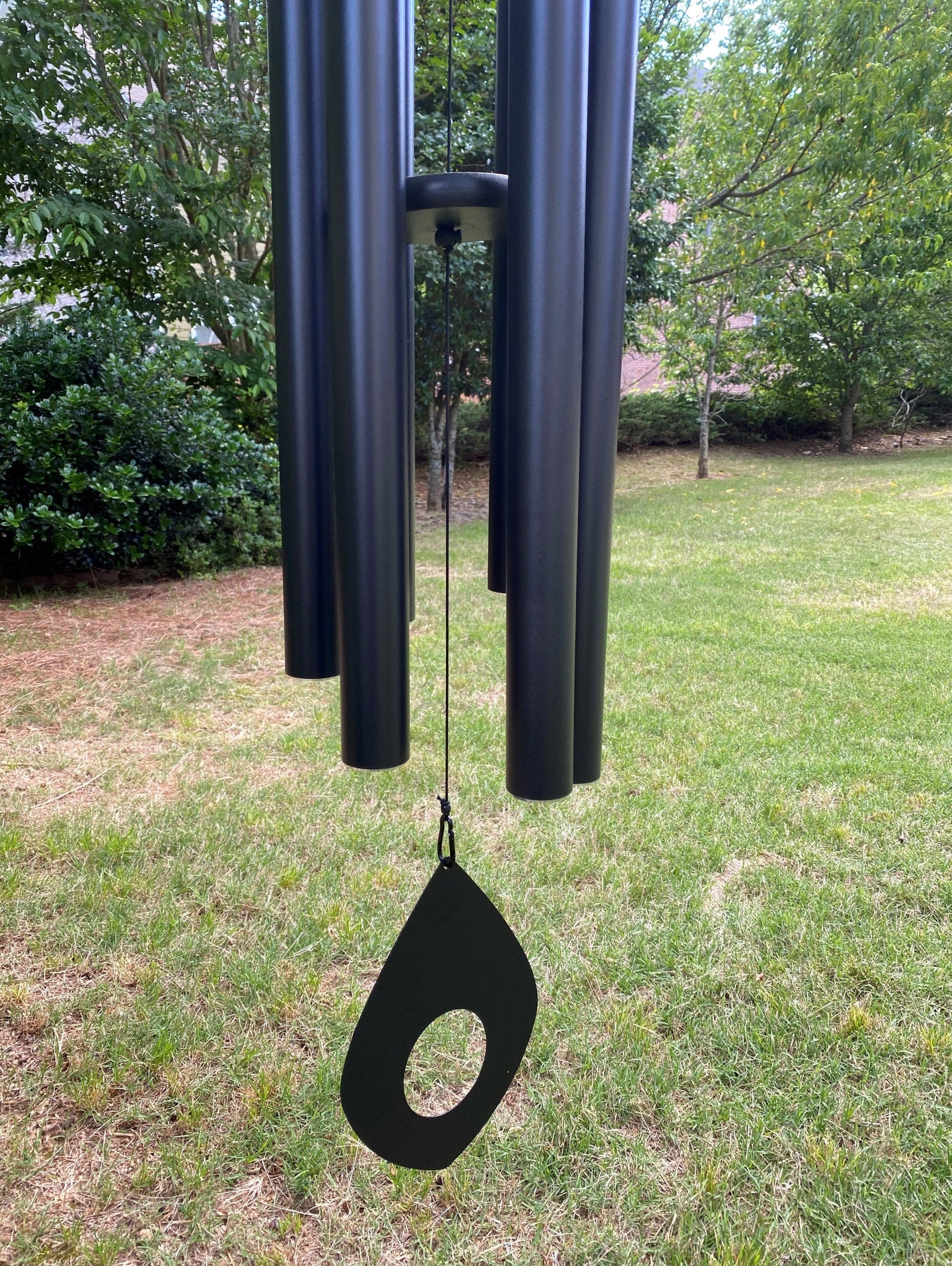 Black wind chimes with tubular pipes and central striker in 60 Large Deep Tone design