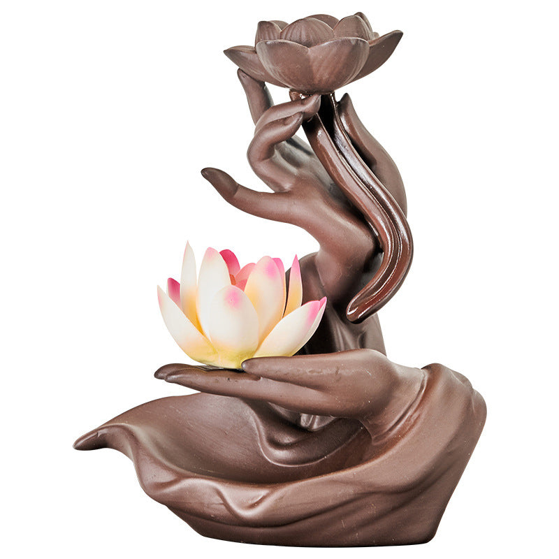 Lotus Bergamot Backflow Incense Burner for Meditation