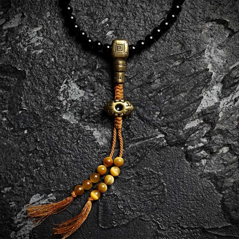 108 Bead Black Onyx Gemstone Mala Bracelet for Protection