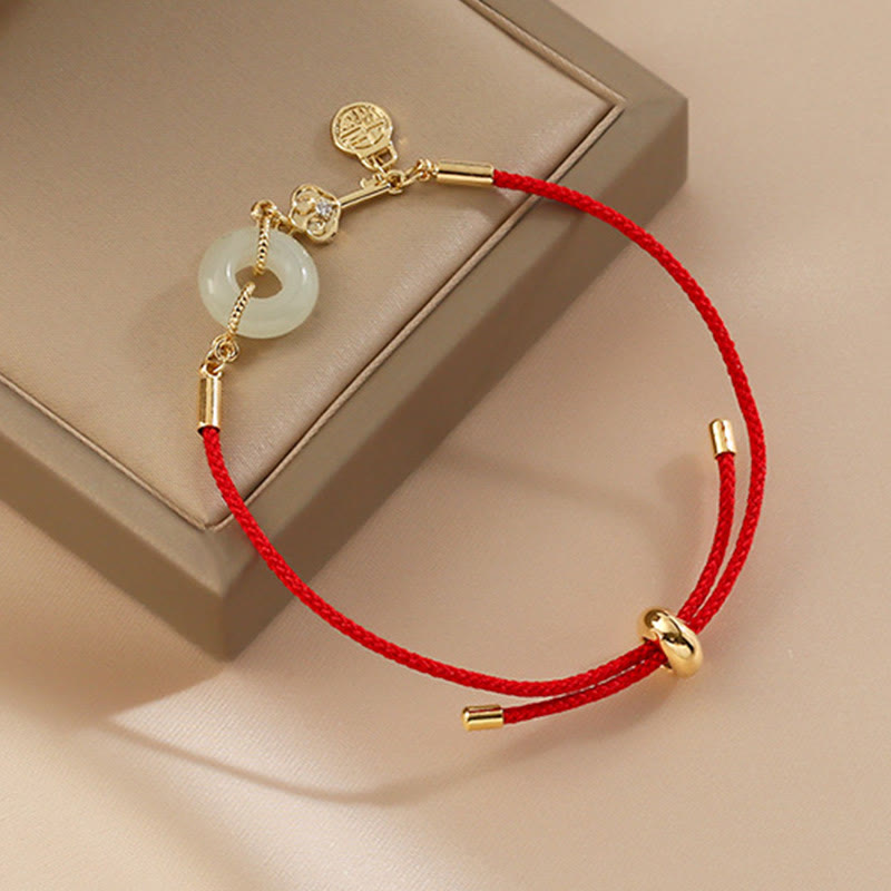 Hetian Jade 18K Gold Peace Buckle Luck Bracelet Classic