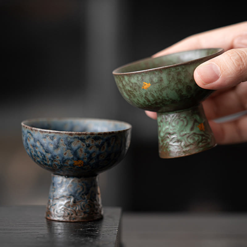 60ml Vintage Auspicious Clouds Ceramic Teacup for Tea Ceremony