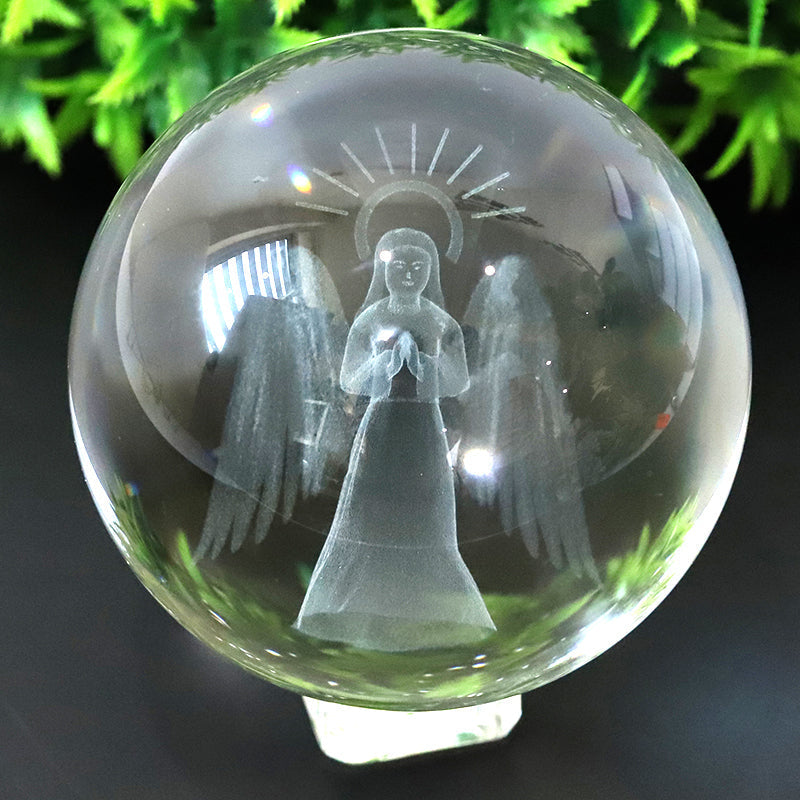 60mm Inner Carving Crystal Spheres for Healing Meditation